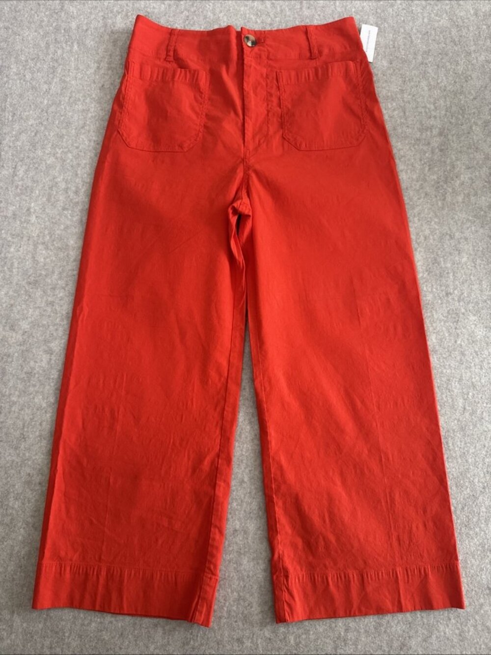 Maeve Colette Linen Blend Wide Leg Ankle Pants Red Womens 31 New